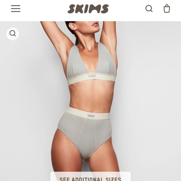 SKIMS COTTON PLUNGE BRALETTE Mineral Size 2X New - Picture 2 of 8